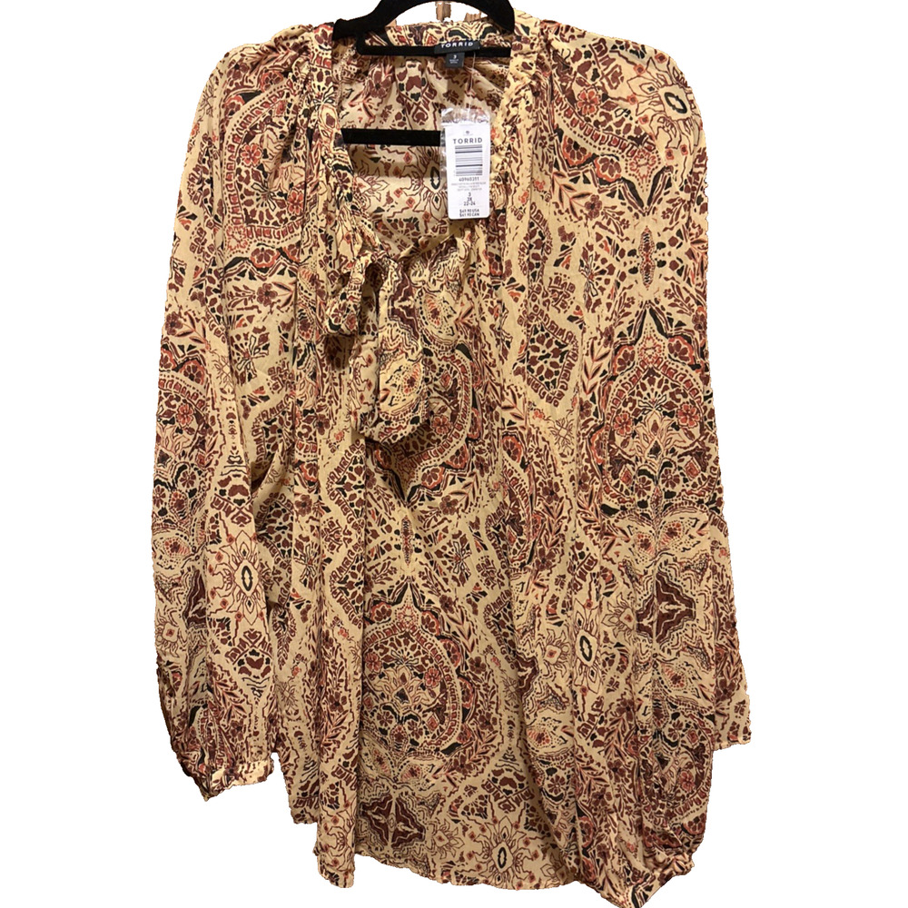 TORRID Crinkle Chiffon Raglan Tie Front Blouse Womens Plus Size 3X Fall Floral